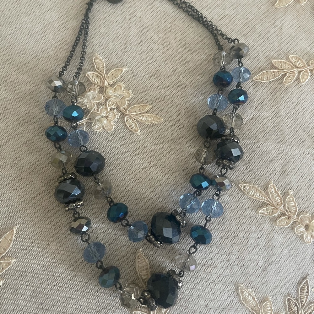 Blue beaded rustic necklace